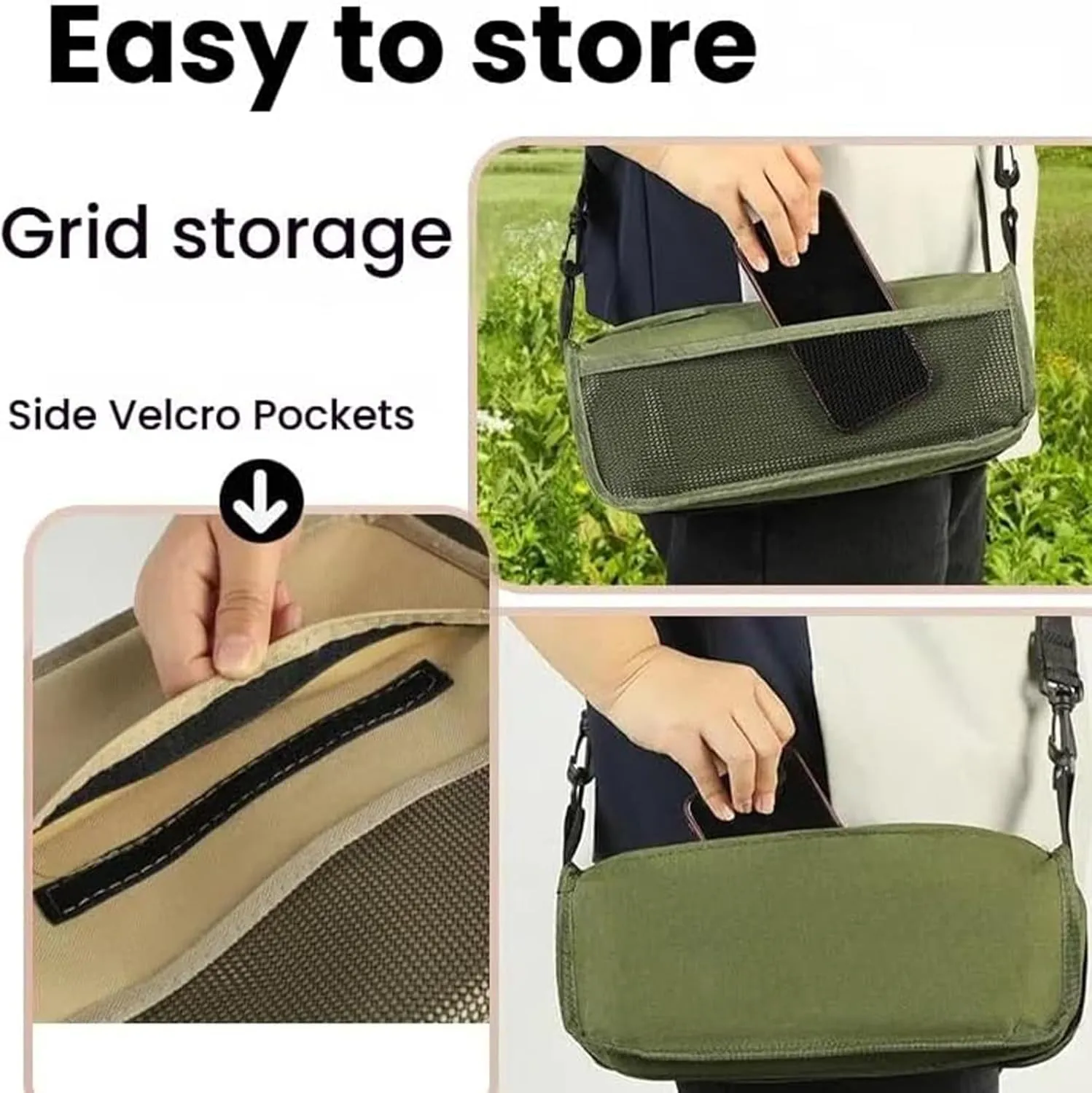 Foldable Backpack Stool, Mini Camping Collapsible Stool, 330 Lbs Capacity Sturdy Collapsible Stools with Adjustable Shoulder Strap, for Camp, Beach, Fishing, Hiking (Black, Small)
