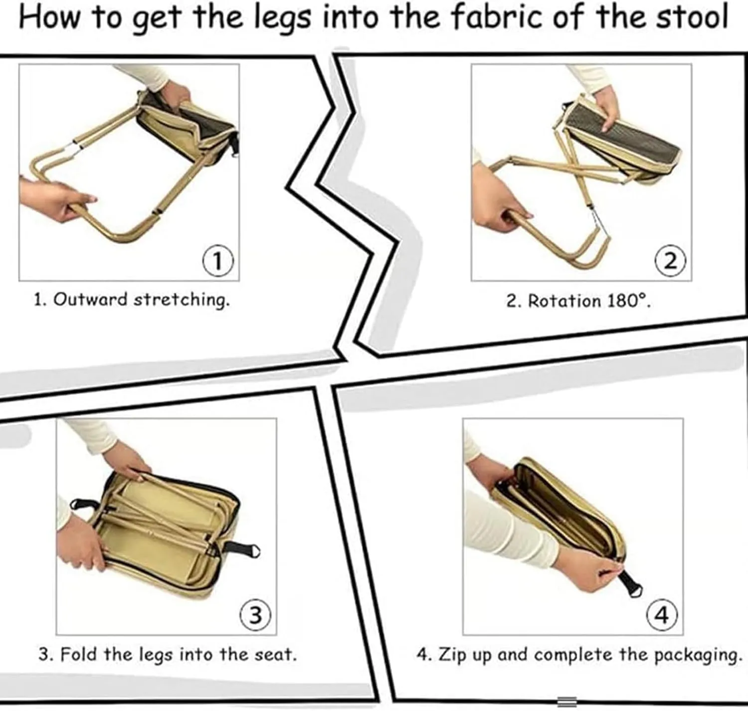 Foldable Backpack Stool, Mini Camping Collapsible Stool, 330 Lbs Capacity Sturdy Collapsible Stools with Adjustable Shoulder Strap, for Camp, Beach, Fishing, Hiking (Black, Small)