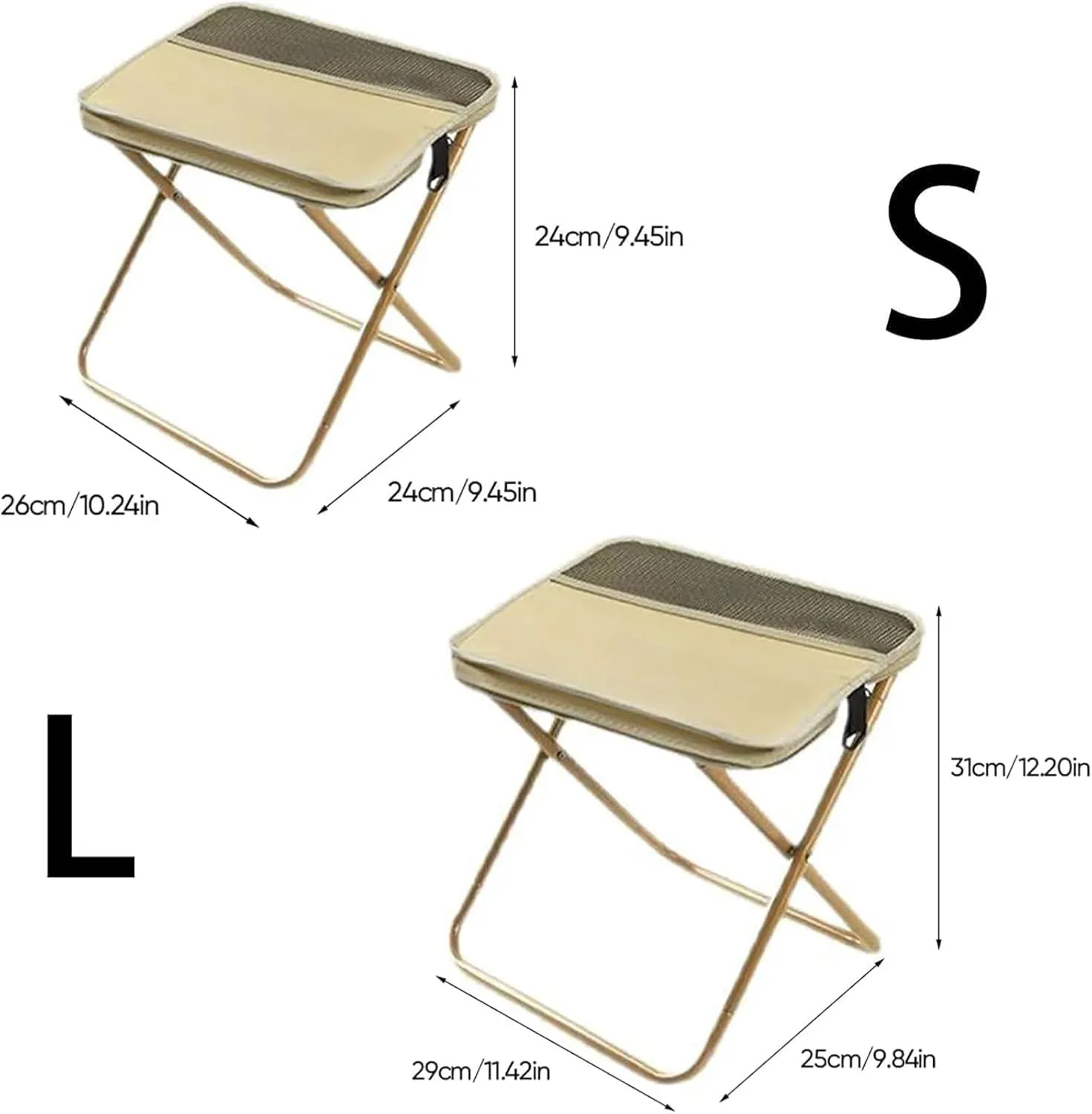 Foldable Backpack Stool, Mini Camping Collapsible Stool, 330 Lbs Capacity Sturdy Collapsible Stools with Adjustable Shoulder Strap, for Camp, Beach, Fishing, Hiking (Black, Small)