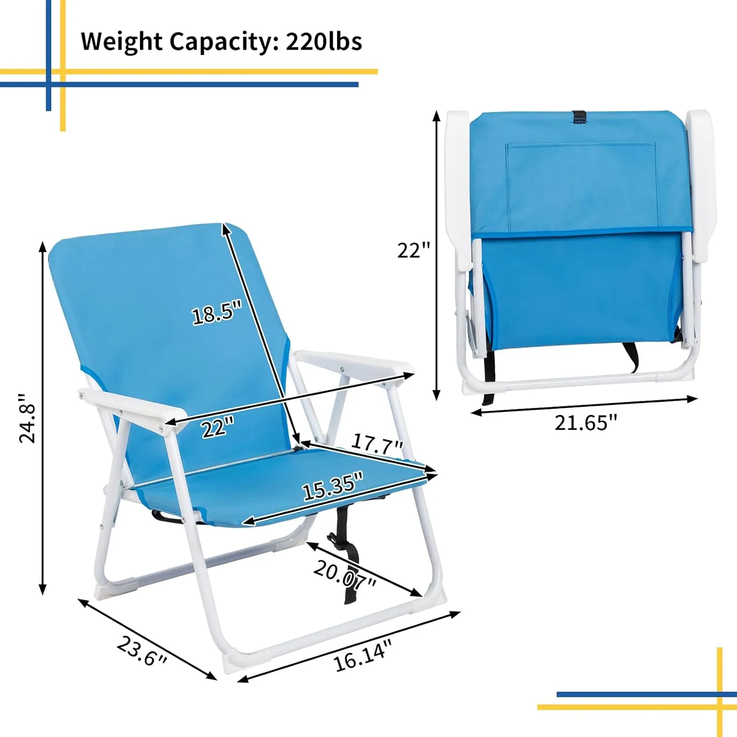 Folding Backpack Beach Chairs for Adults,Patio Lightweight Camping Chair(Only 5 Lbs),Lay Flat Folding Backpack Beach Chair,Portable Foldable Outdoor Camping Chair for Picnic, Barbeques,Sporting Event