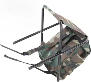 Folding Camping Stool 1 Stool Backpack Compact Portable Oxygen Fabric Camo Pattern Ideal for Travel Fishing Beach