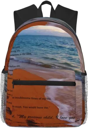 Footprints In The Sand Poem Lightweight Packable Backpack Travel Casual Hiking Daypack Foldable Backpack For Men Women