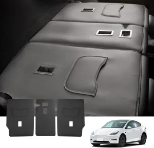 for Tesla Model Y Trunk Mat, 2023-2023,2024, Tesla Model Y 5-seat Accessory, All-Weather Leather Trunk mat, Heavy Duty Non-Slip Suitcase Protector (Rear Seat Back Protector【for Model Y】)