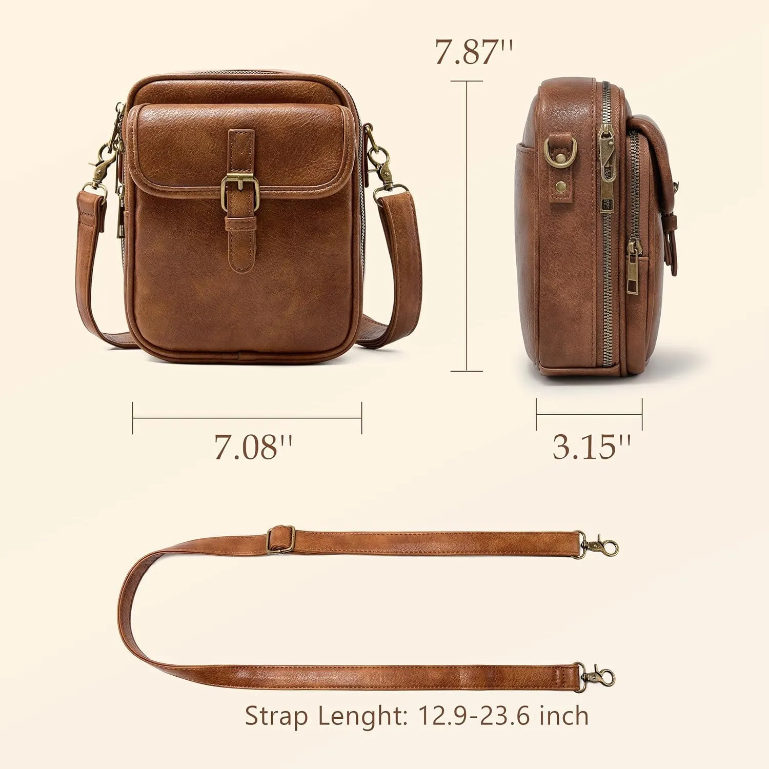 Forcipower Crossbody Bag, Anti-Theft Large Capacity Multifunctional Crossbody Bag, Adjustable Shoulder Strap with Card Slots