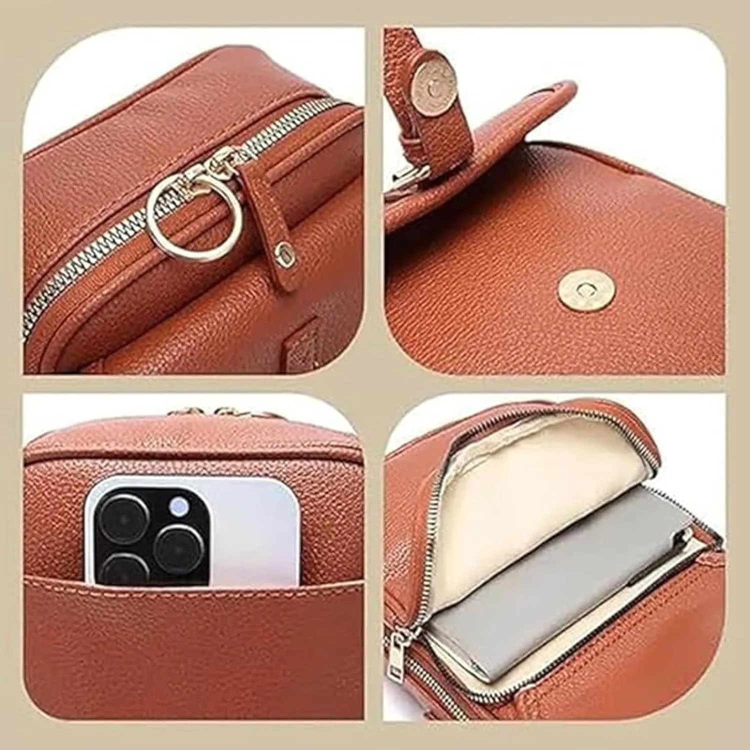Forcipower Crossbody Bag, The Urvashi Crossbody Leather Bag with 10 Card Slots, Collaboraten1 Crossbody Leather Bag