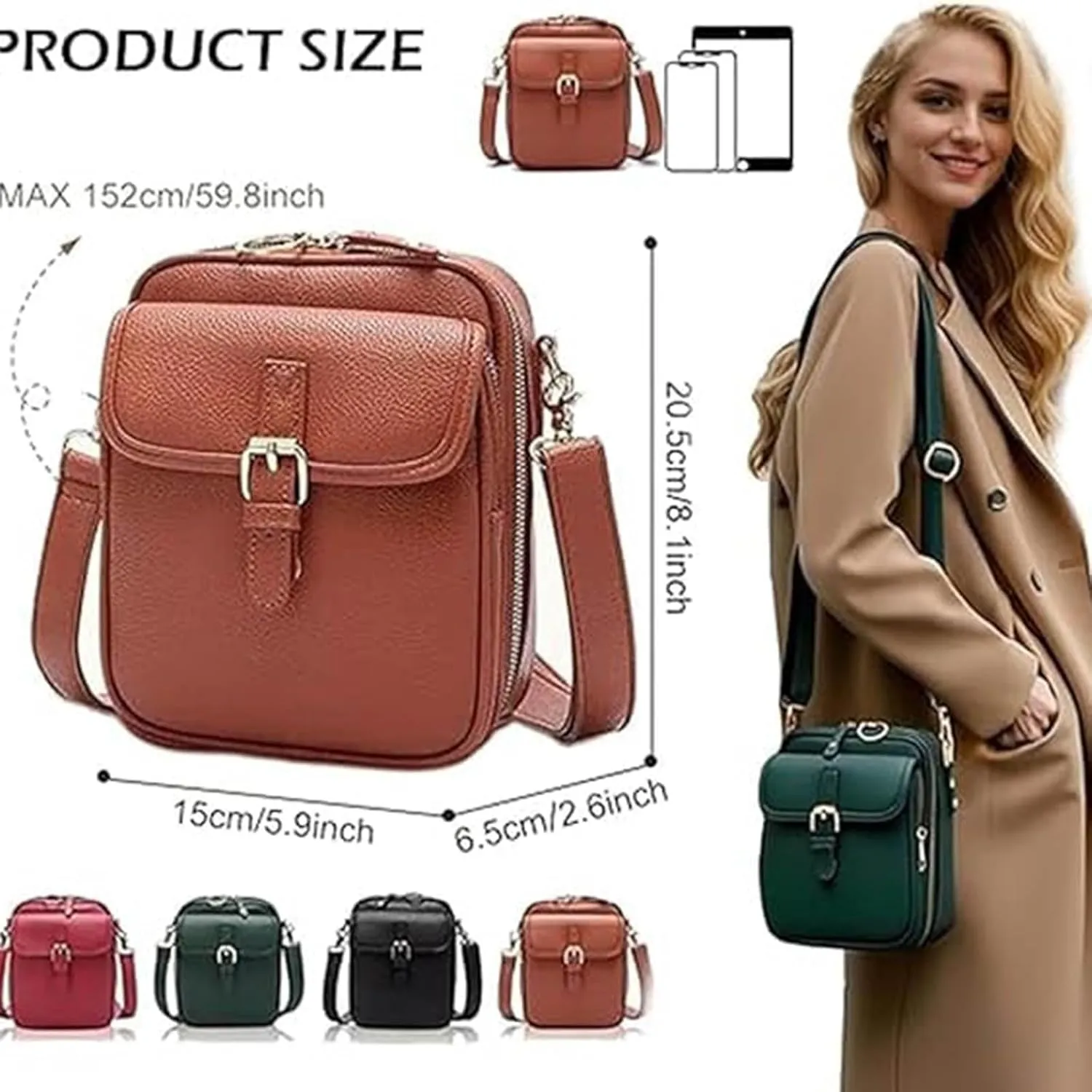 Forcipower Crossbody Bag, The Urvashi Crossbody Leather Bag with 10 Card Slots, Collaboraten1 Crossbody Leather Bag