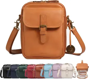 Forcipower Crossbody Bag, Urvashi Crossbody Leather Bag Rfid, Vintage Double Layer Leather Messenger Bag