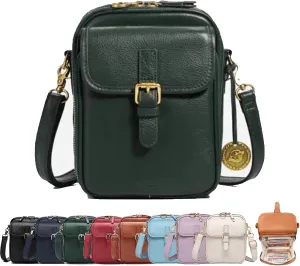 Forcipower Crossbody Bag, Urvashi Crossbody Leather Bag Rfid, Vintage Double Layer Leather Messenger Bag