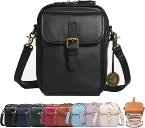Forcipower Crossbody Bag, Urvashi Crossbody Leather Bag Rfid, Vintage Double Layer Leather Messenger Bag