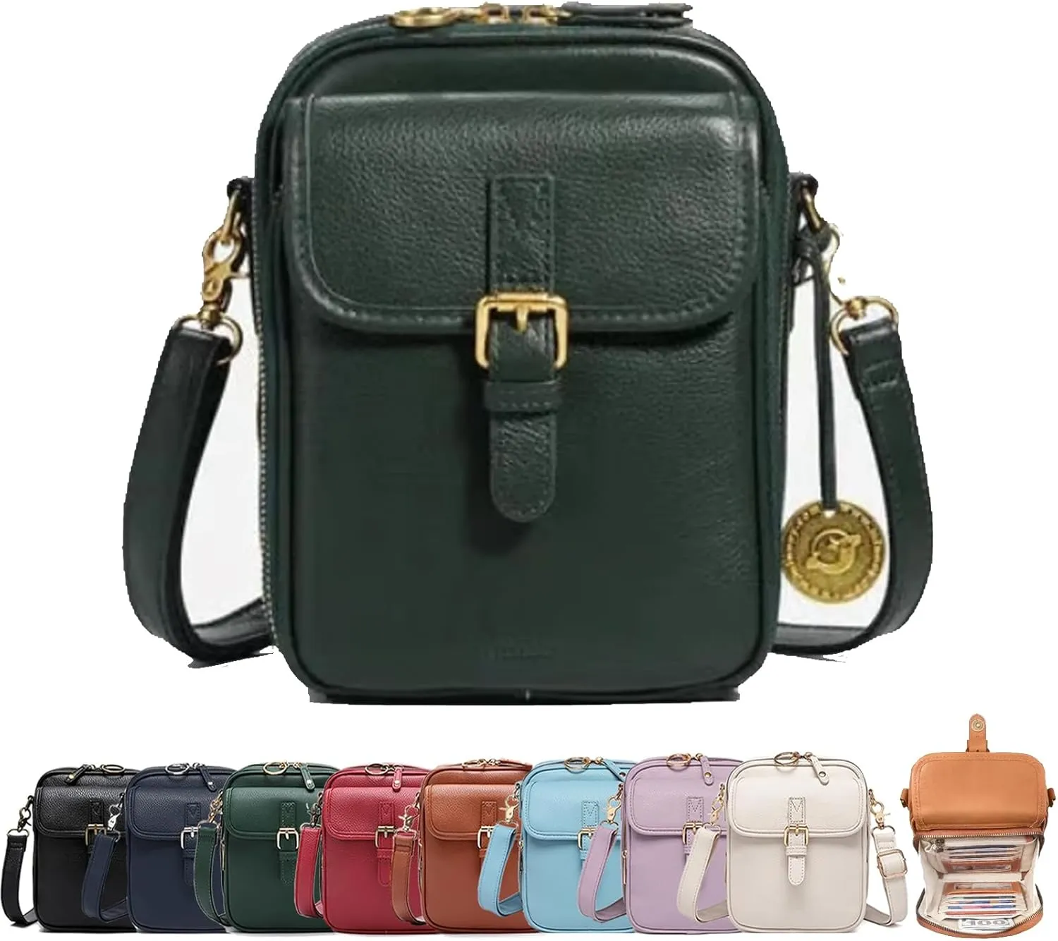 Forcipower Crossbody Bag, Urvashi Crossbody Leather Bag Rfid, Vintage Double Layer Leather Messenger Bag