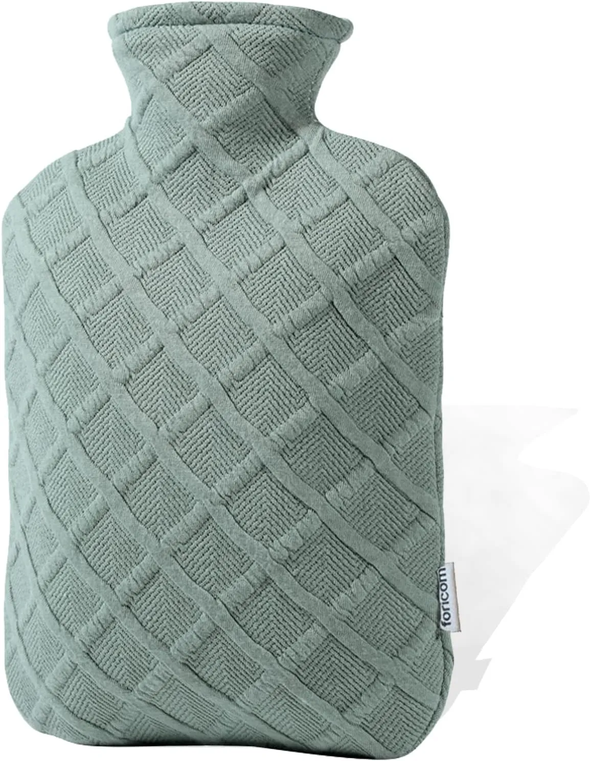 FORICOM Hot Water Bottle with Cover,Hot Water Bag for Pain Relief 2Liter,Heating Pad,Hand Warmer,Warming Bed.Classic.BPA Free,Close-Match(Green)