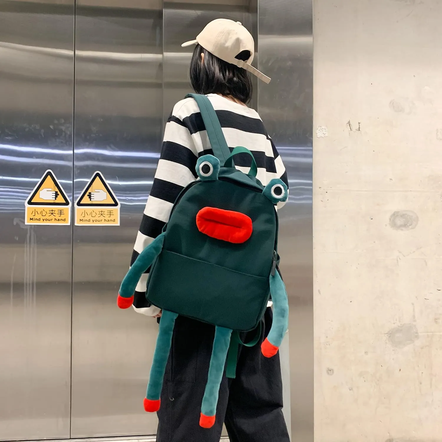 Frog Backpack Purse for Women - Student Frog Cartoon Bag Travel Daypack Casual Fashion Work Shopping Small Bag,Navy
