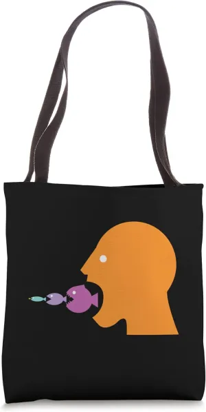 Funny Man Eats Big Fish, Small Fishes & Plankton Chain Tote Bag