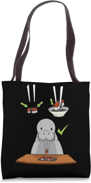 Funny Walrus Sushi Etiquette Clever Chopstick Humor Tote Bag