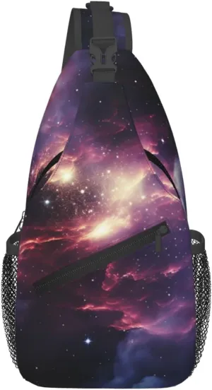 galaxy space print Crossbody bag, stylish unisex outdoor bag, multi-functional fashion accessories