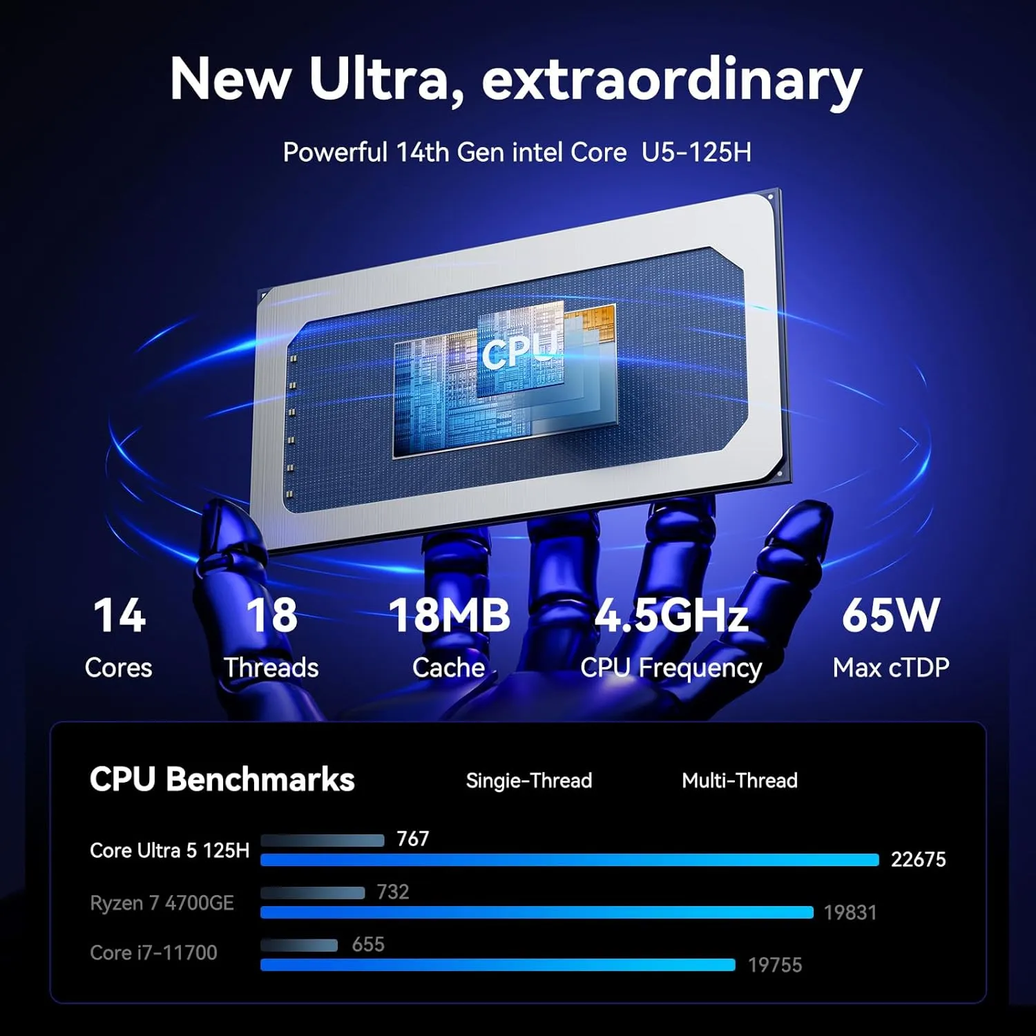 GEEKOM GT1 Mega AI Mini PC,14th Gen Intel Core Ultra U5-125H (14C/18T,Up to 4.5 GHz) 32GB DDR5 1TB M.2 NVMe PCIe SSD,Mini Desktop Computers Windows 11 Pro Support Dual 2.5G LAN/WiFi 7/BT 5.4/USB4.0/8K