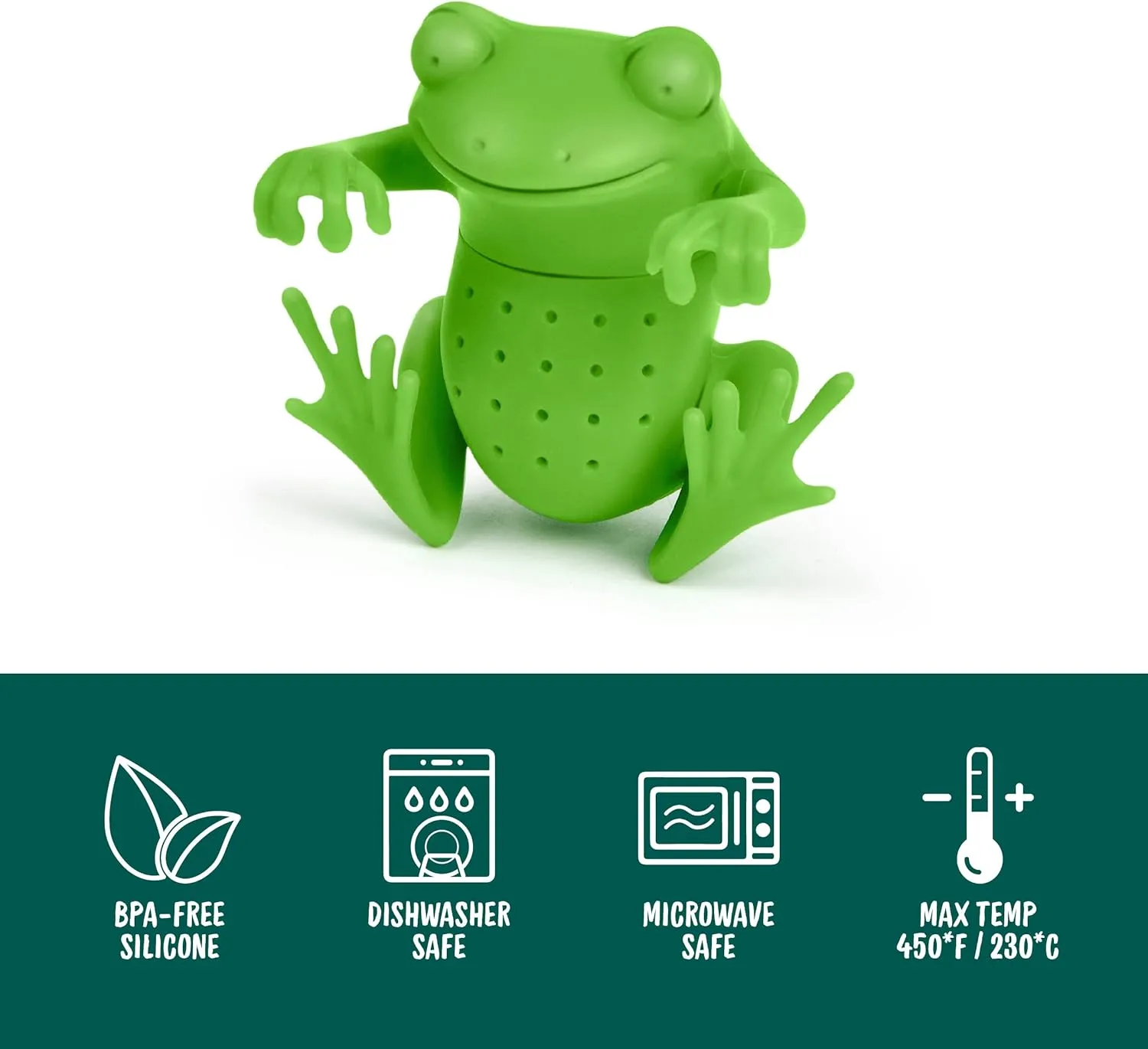 Genuine Fred, TEA FROG, Frog Reusable Silicone Tea Infuser, Green, Fun Gift for Tea Lovers, Clever Kitchen Gadget