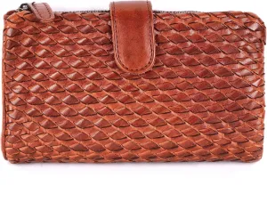 Genuine Leather Wallets for Women, Small Wallet for Ladies Zipper Coin Purse Credit Card Holder with Strap (VL-163-COGNAC)