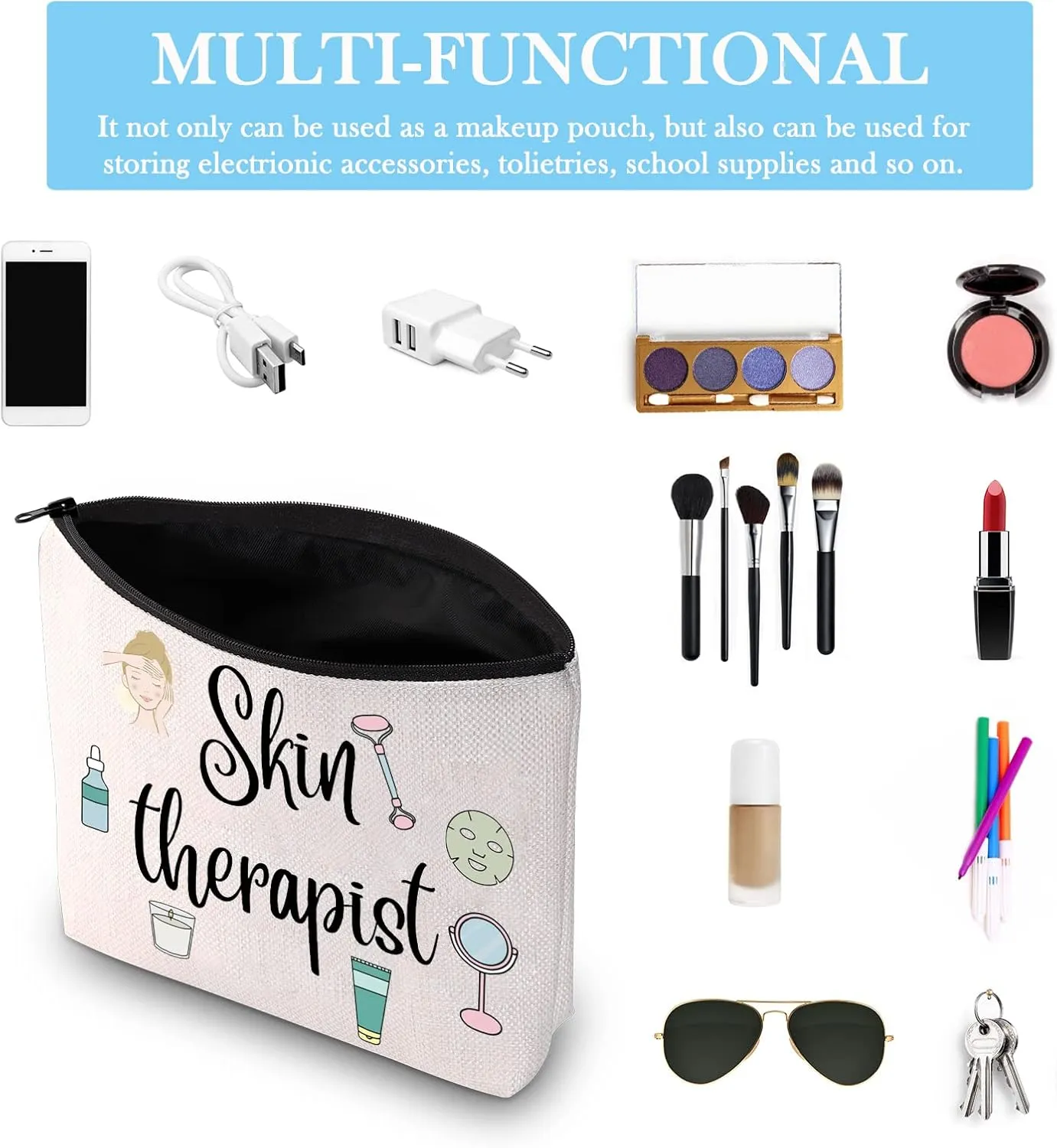 GJTIM Skin Therapist Gift Skin Care Technician Esthetician Zipper Pouch Therapist Appreciation Gift for Dermatologist