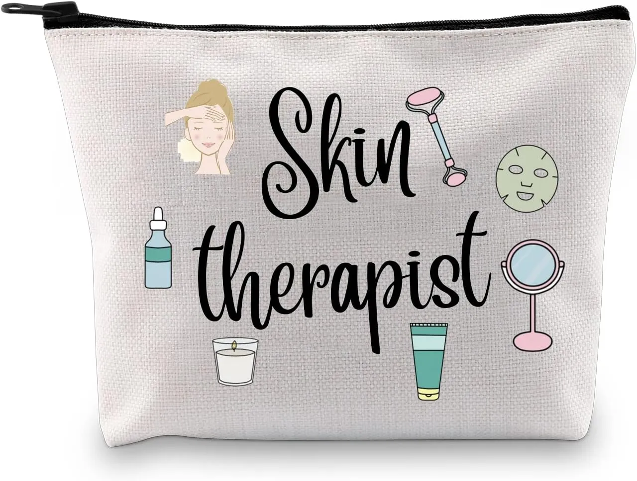 GJTIM Skin Therapist Gift Skin Care Technician Esthetician Zipper Pouch Therapist Appreciation Gift for Dermatologist