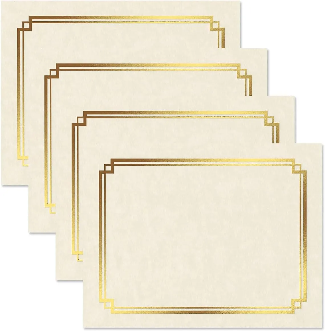 Gold Foil on Cream Certificate Paper - Pack of 25, 8-1/2" x 11" Parchment, Laser & Inkjet Printer Compatible, for Office, Business Awards, Graduation, School Diplomas