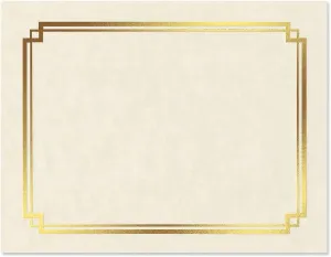 Gold Foil on Cream Certificate Paper - Pack of 25, 8-1/2" x 11" Parchment, Laser & Inkjet Printer Compatible, for Office, Business Awards, Graduation, School Diplomas