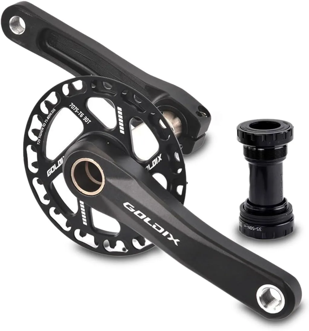 GOLDIX Cranksets 160mm Hollow Integrated Crankarms 28/30/32/34/36T Chainring Aluminum Alloy Crankset for 7-12 Speed Children's Folding Bicycle with Bearing (Color : 30T, Size : 155mm)