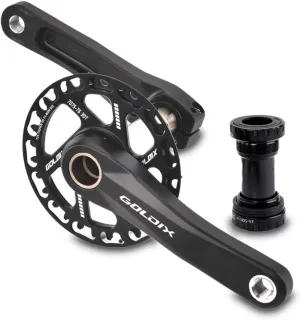 GOLDIX Cranksets 160mm Hollow Integrated Crankarms 28/30/32/34/36T Chainring Aluminum Alloy Crankset for 7-12 Speed Children's Folding Bicycle with Bearing (Color : 30T, Size : 155mm)