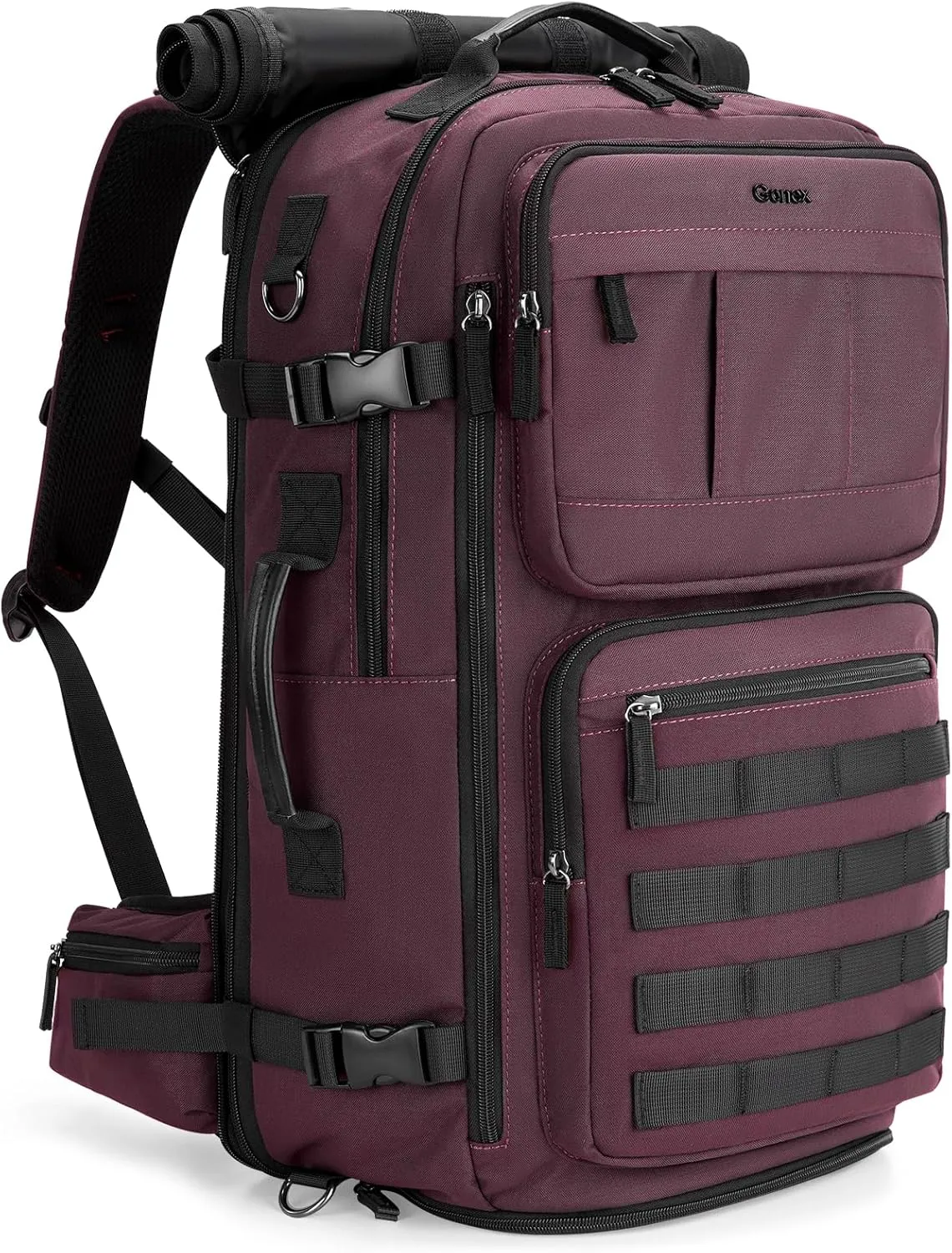Gonex Travel Backpack, Large Carry-On Nylon Duffle Bag, 3-in-1 Convertible Laptop Bag for Men & Women, Durable for Work & Weekend Travel (Dark Red)