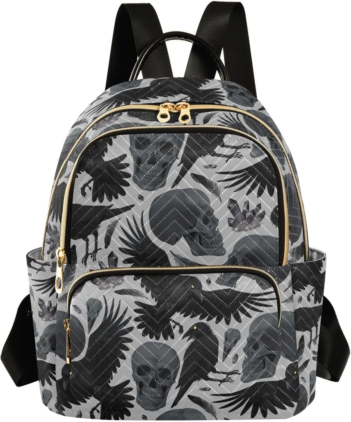 Gothic Crows Skulls Gothic Mini Backpack Fashion Backpack Purse for Women,Handbag Shoulder Bag Casual Daypack, Ladies Gift for College Work (M)