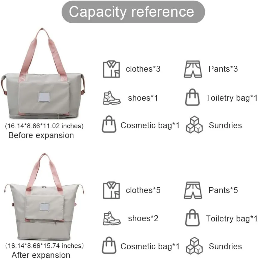 Gpmsign Travel Bag, High-Capacity Double-Layer Wet Separation Travelling Bag, Double Layer Wet Separation Travel Bag (Cherry Blossom Powder)