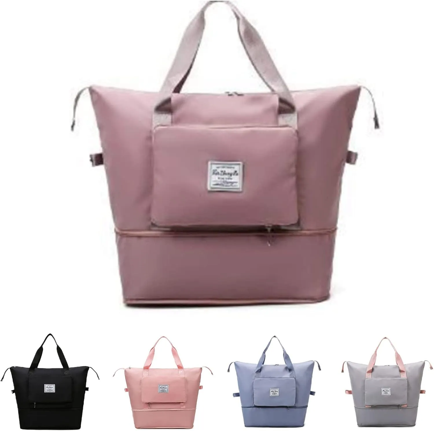 Gpmsign Travel Bag, High-Capacity Double-Layer Wet Separation Travelling Bag, Double Layer Wet Separation Travel Bag (Cherry Blossom Powder)