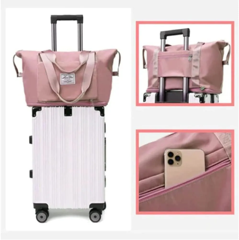 Gpmsign Travel Bag, High-Capacity Double-Layer Wet Separation Travelling Bag, Double Layer Wet Separation Travel Bag (Cherry Blossom Powder)