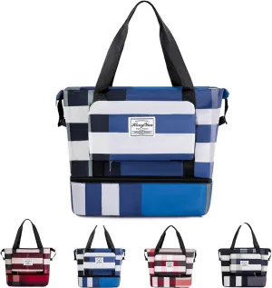 Gpmsign Travel Bag, High-Capacity Double-Layer Wet Separation Travelling Bag, Double Layer Wet Separation Travel Bag (Dark Blue-B)