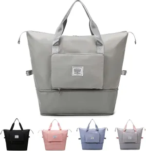 Gpmsign Travel Bag, High-Capacity Double-Layer Wet Separation Travelling Bag, Double Layer Wet Separation Travel Bag (Neutral Gray)