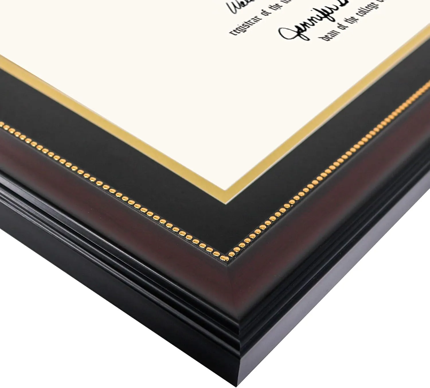 GraduatePro 8.5x11 Diploma Frame with Black Over Gold Mat or Display 11x14 Document Without Mat, CPA License Frame, UV Protection Acrylic, Mahogany with Gold Beads, Pack of 3