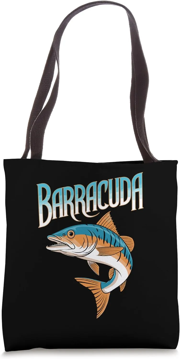 Great Barracuda Cuda Fishing Wildlife Saltwater Fish Art Tote Bag