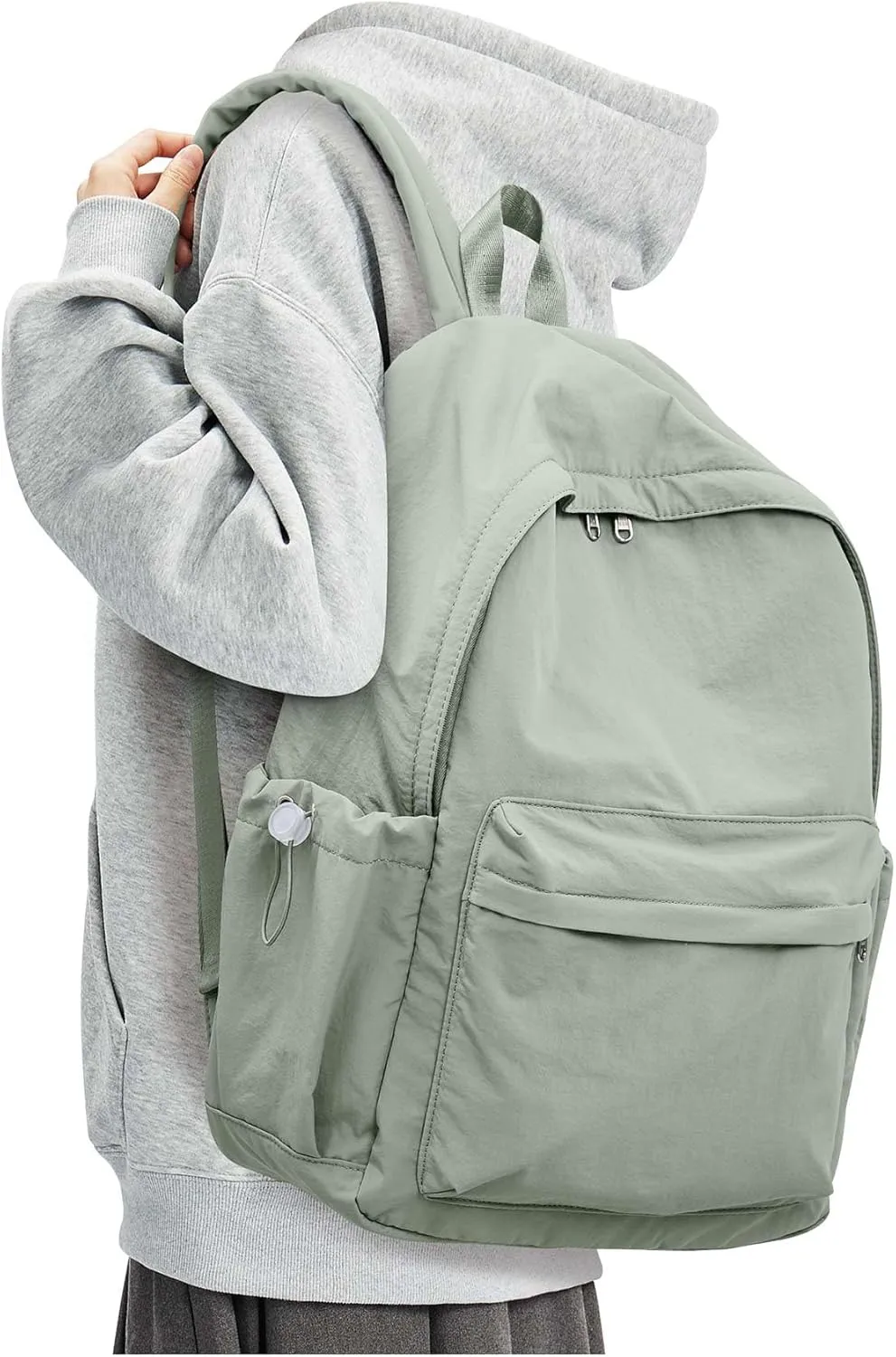 Green Cute School Backpack with Laptop Compartment Small Travel Laptop Backpack for Women Men Waterproof College Backpack Simple School Bag for Teens Girls Boys