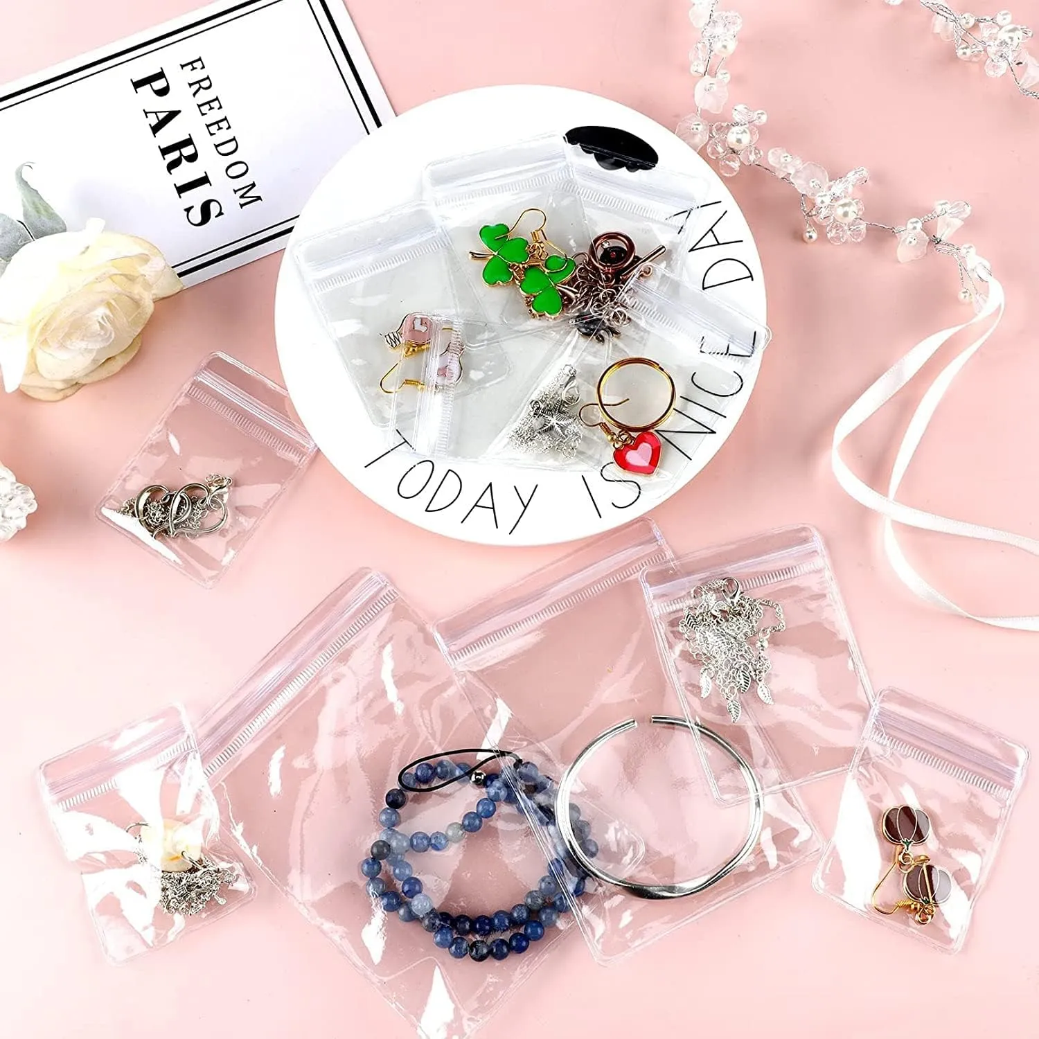 GSXRB PVC Anti Tarnish Jewelry Bags,Jewelry Bags Clear Plastic. Jewelry Pouch for Jewelry Rings and Earrings (prepunched4.33 * 4.33)