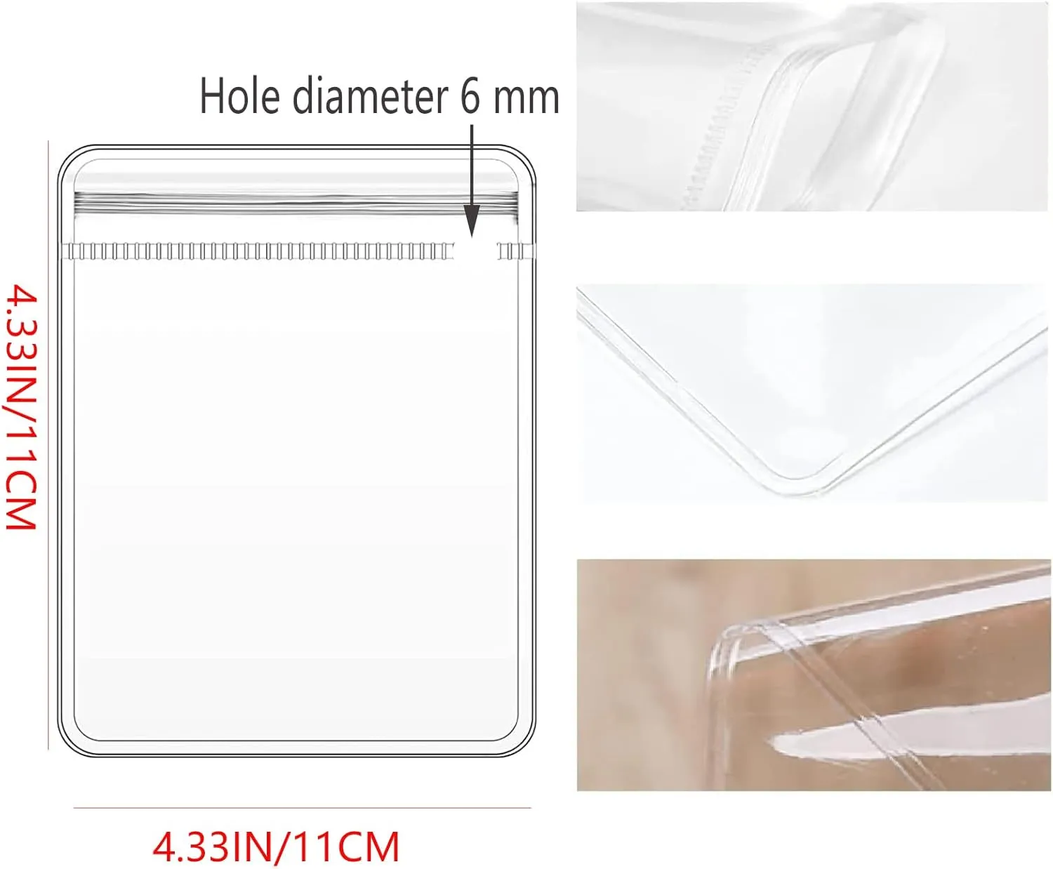 GSXRB PVC Anti Tarnish Jewelry Bags,Jewelry Bags Clear Plastic. Jewelry Pouch for Jewelry Rings and Earrings (prepunched4.33 * 4.33)