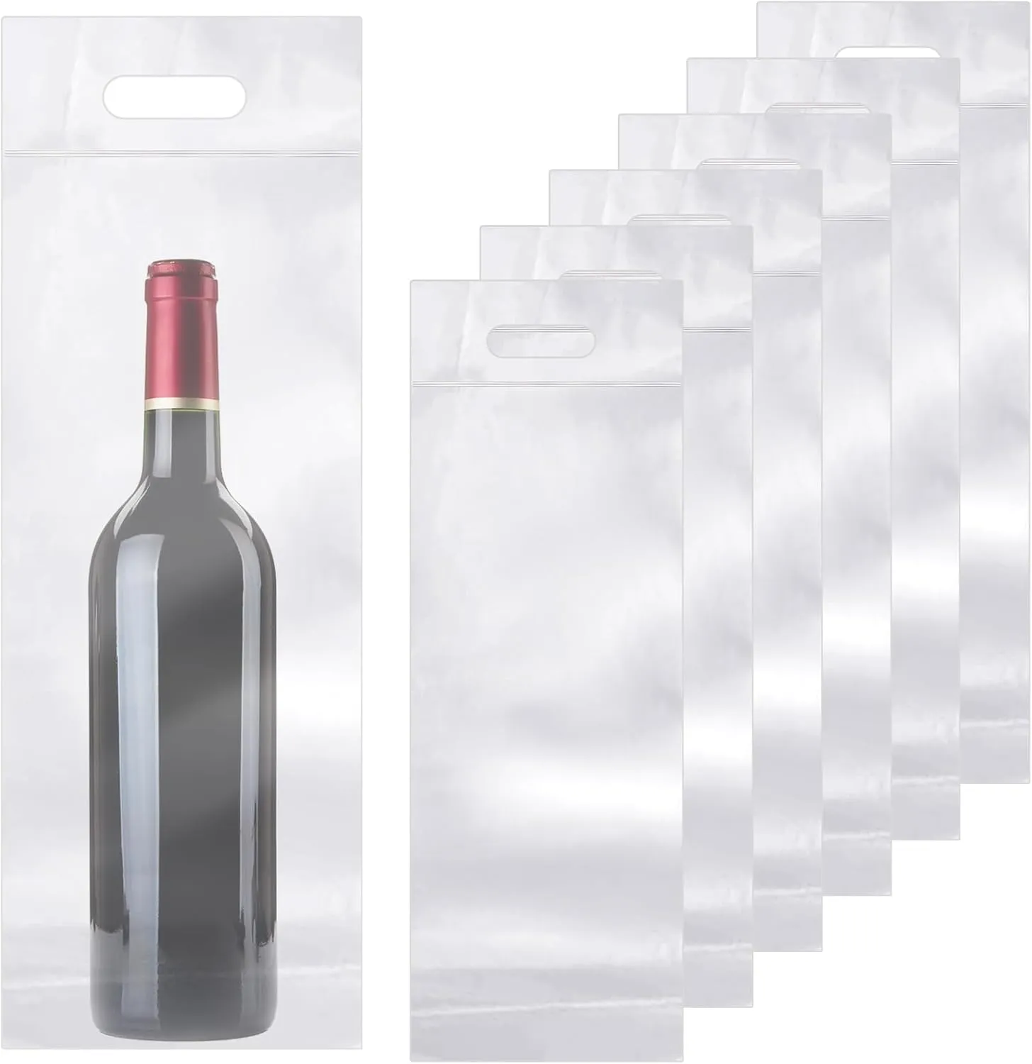 Gueevin 200 Pcs Wine to Go Bottle Doggy Bag Plastic Adhesive Seal Travel Wine Bags for Restaurant Bar Travel
