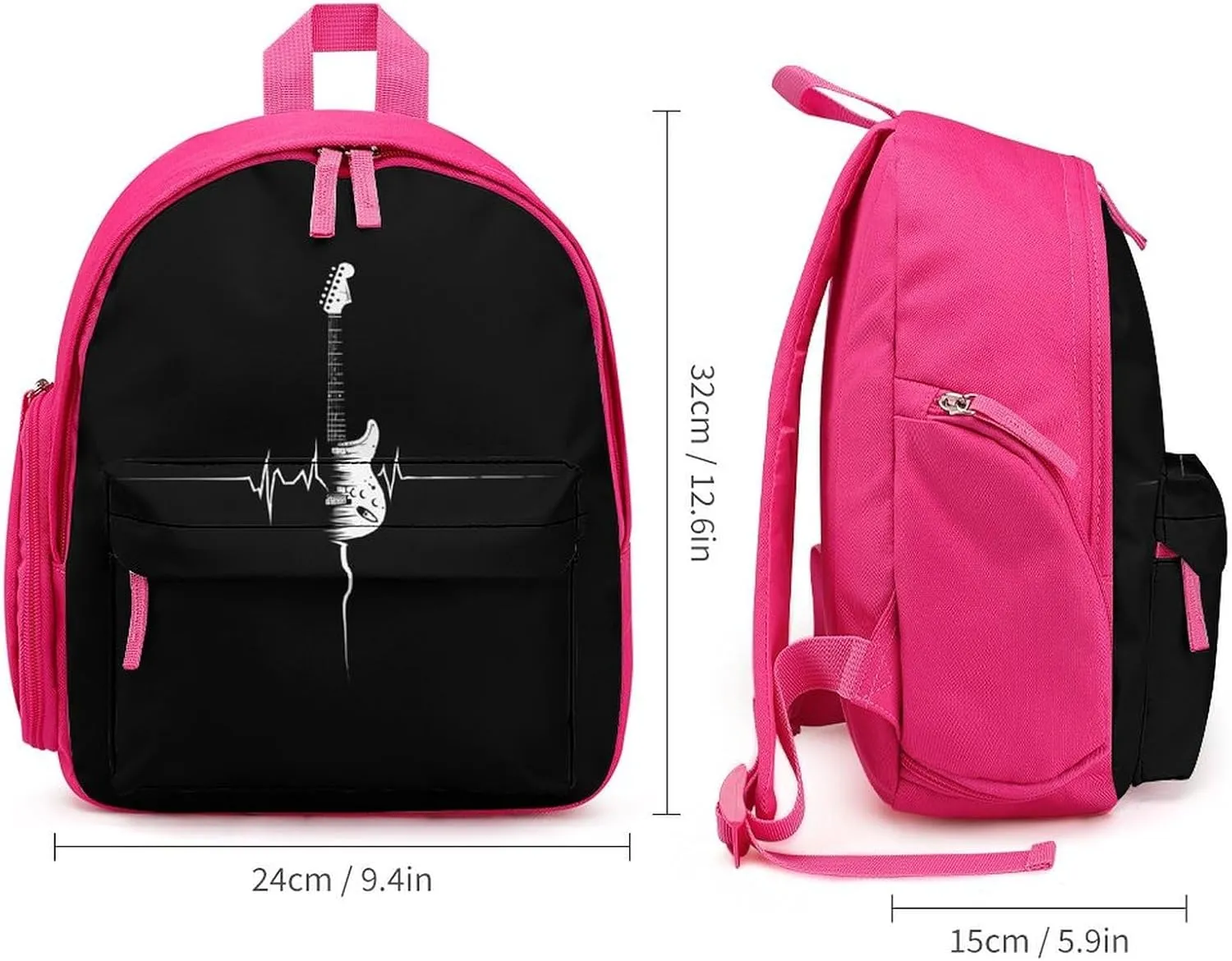 Guitar EKG Heartbeat Cute Backpack Lightweight Mini Shoulder Bag Travel Daypack for Camping Picnic