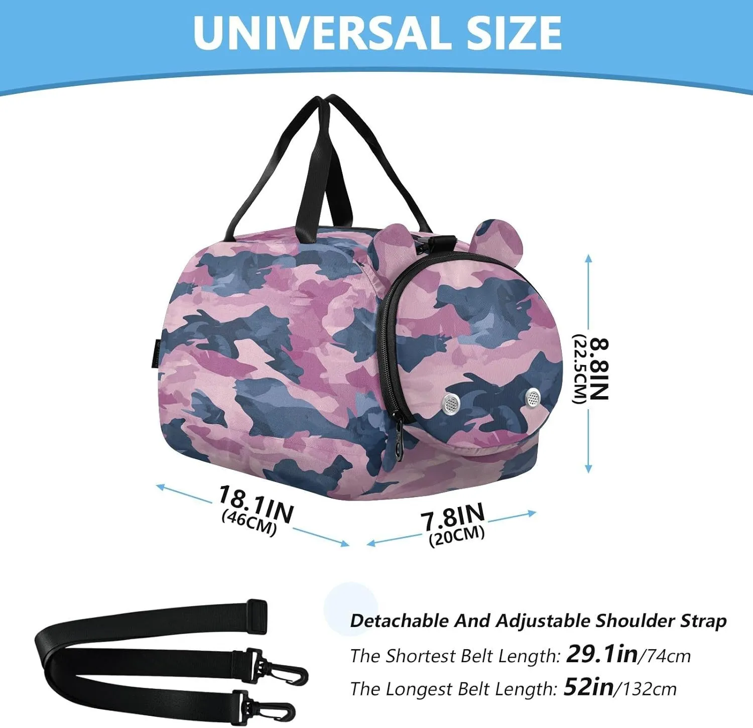 GuoChe Black Crossbody Bags with Shoes Compartment Practical Handbags for Go shopping