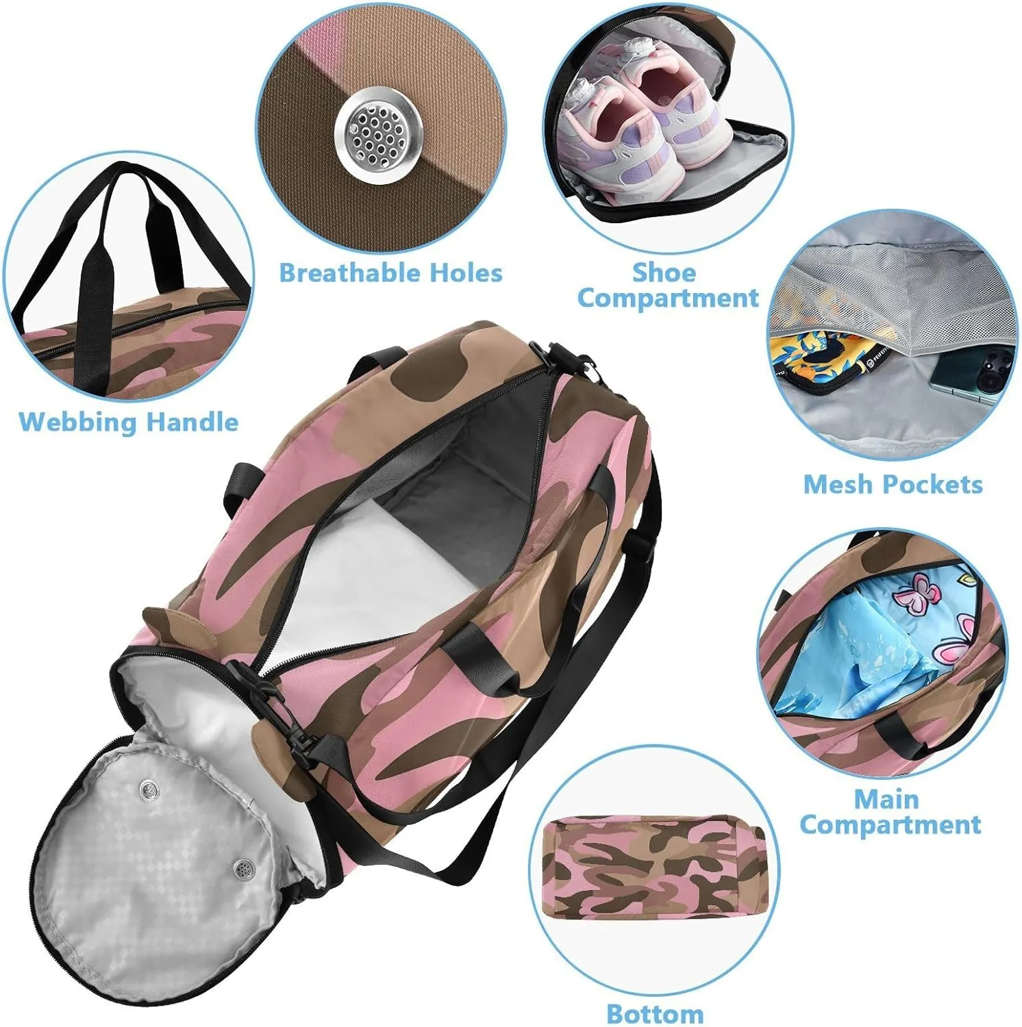 GuoChe Black Crossbody Bags with Shoes Compartment Practical Handbags for Go shopping