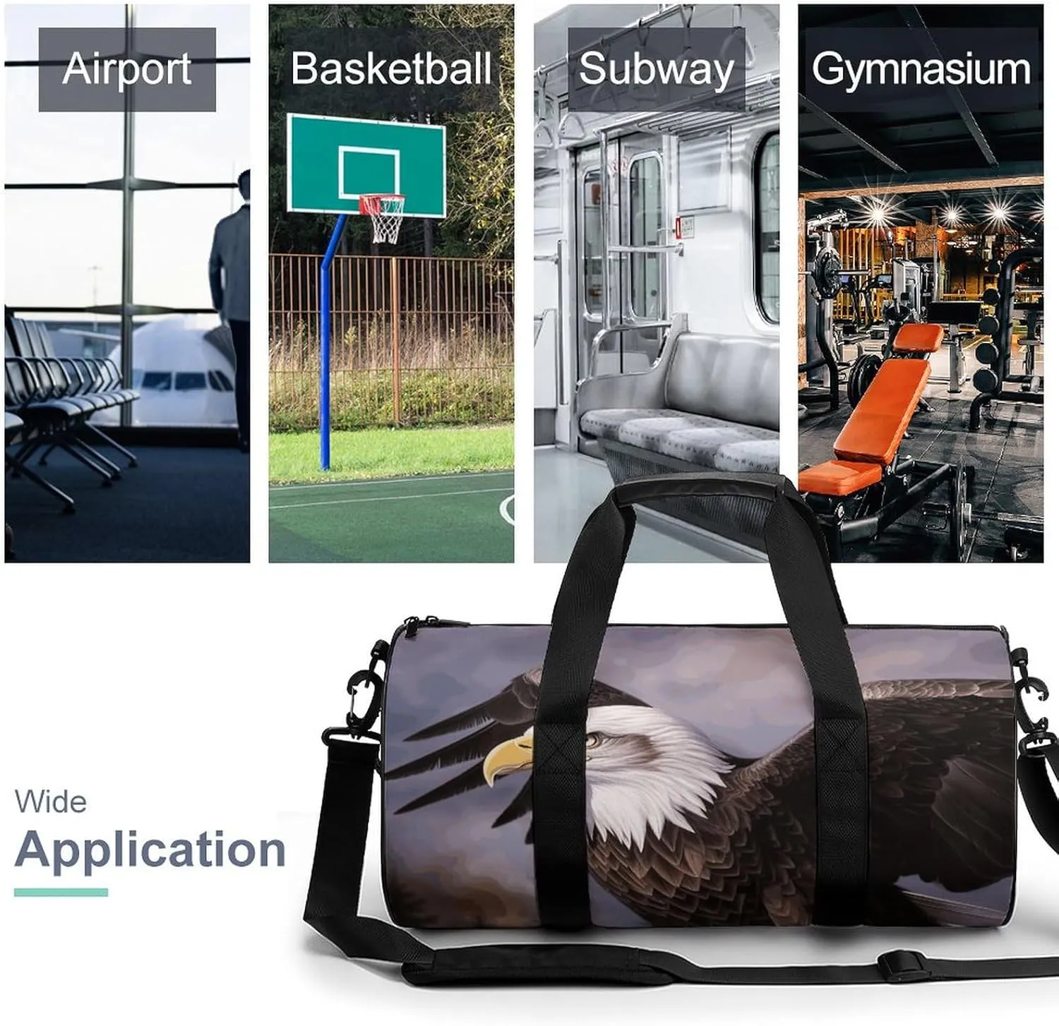 Gym Bag for Men Women Bald Eagle Duffel Bag Overnight Bag with Compartment Gym Sackpac