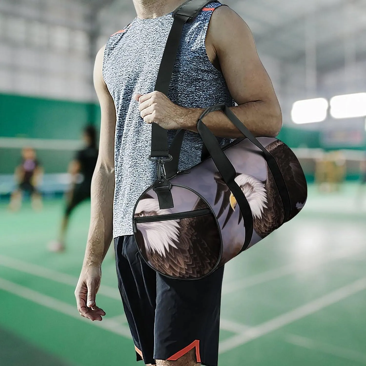Gym Bag for Men Women Bald Eagle Duffel Bag Overnight Bag with Compartment Gym Sackpac