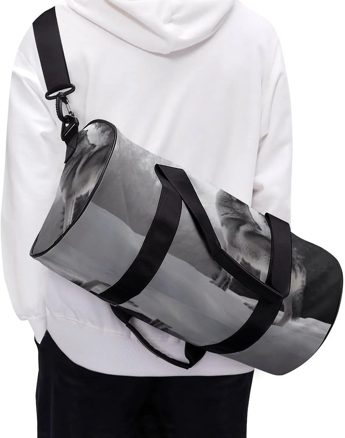 Gym Bag for Men Women Howling Wolf Duffel Bag Overnight Bag with Compartment Gym Sackpac