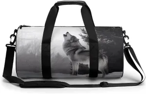 Gym Bag for Men Women Howling Wolf Duffel Bag Overnight Bag with Compartment Gym Sackpac