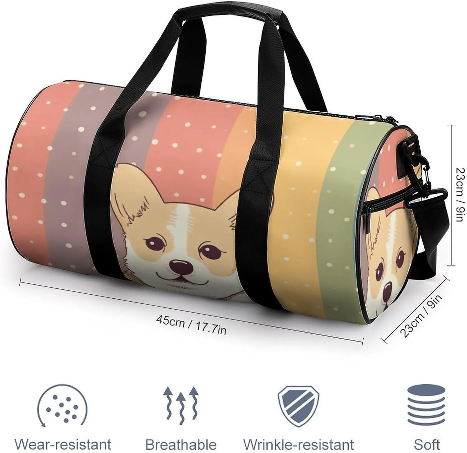 Gym Bag for Men Women Little Corgi Duffel Bag Overnight Bag with Compartment Gym Sackpac