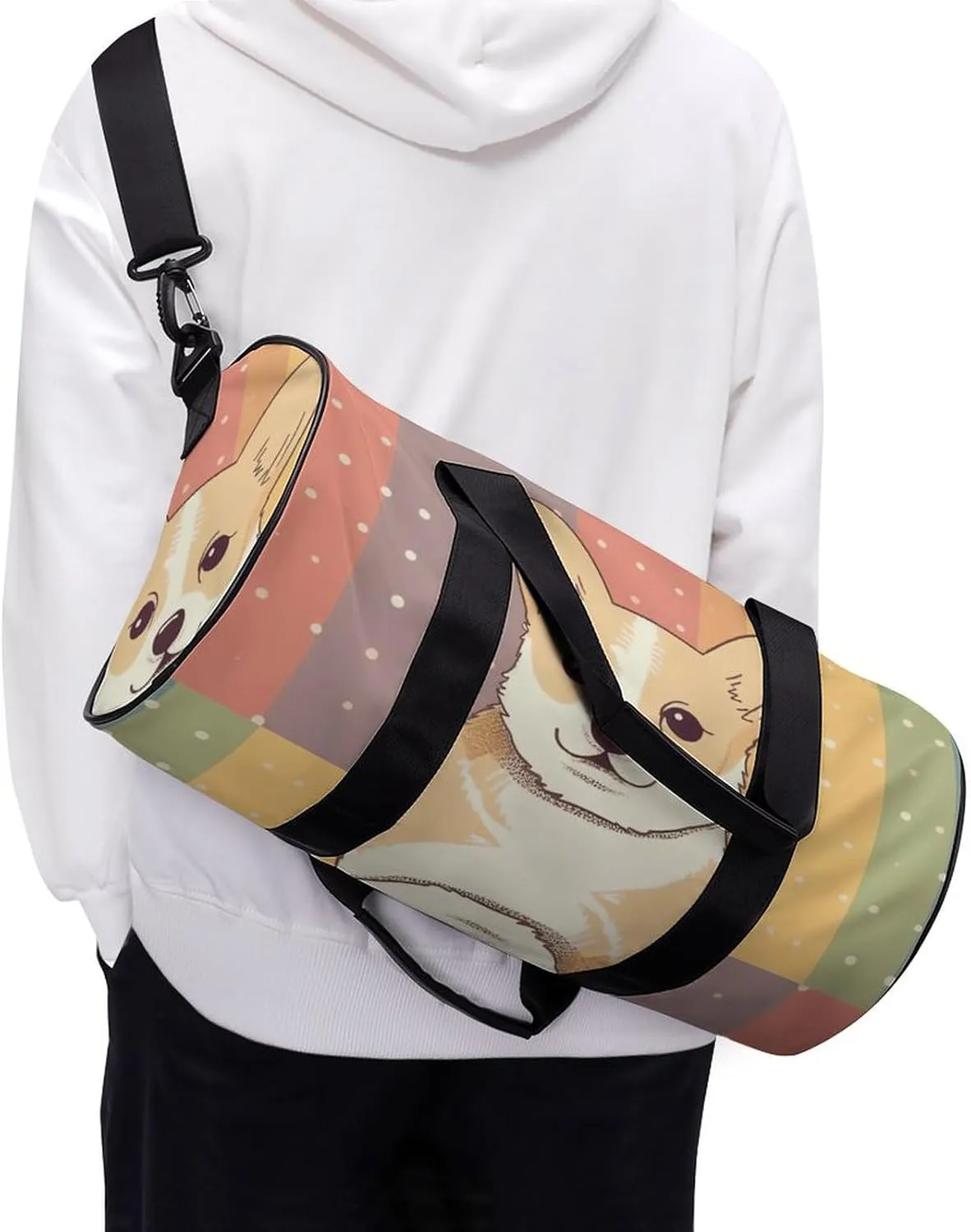 Gym Bag for Men Women Little Corgi Duffel Bag Overnight Bag with Compartment Gym Sackpac